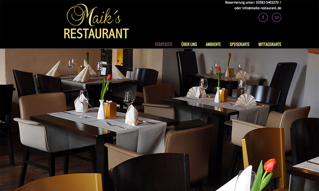 Webdesign, Gestaltung, Flyer & Speisekarten Maiks Restaurant